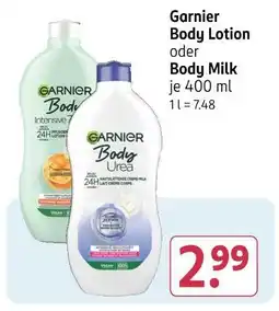 Rossmann Garnier body lotion oder body milk Angebot