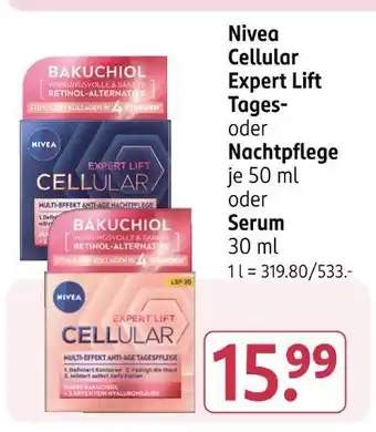 Rossmann Nivea cellular expert lift tages- oder nachtpflege oder serum Angebot