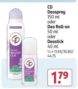 Rossmann Cd deospray, deo roll-on oder deostick Angebot