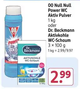 Rossmann 00 null null oder dr. beckmann power wc aktiv pulver oder aktivkohle wc-schaum Angebot