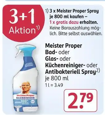 Rossmann Meister proper bad- , glas-, küchenreiniger- oder antibakteriell spray Angebot