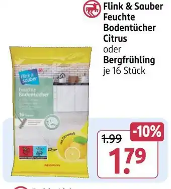 Rossmann Flink & sauber feuchte bodentücher citrus oder bergfrühling Angebot