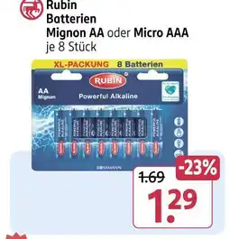 Rossmann Rubin batterien mignon aa oder micro aaa Angebot