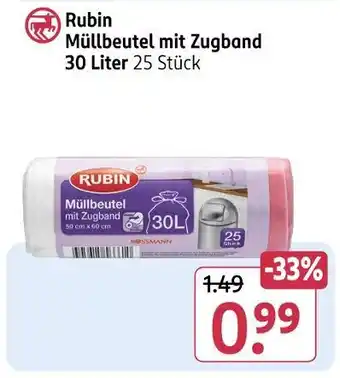 Rossmann Rubin müllbeutel mit zugband 30 liter Angebot