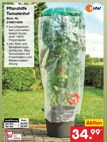 Netto Marken-Discount Khw pflanzhilfe tomatenhut Angebot