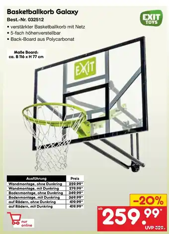 Netto Marken-Discount Exit toys basketballkorb galaxy Angebot