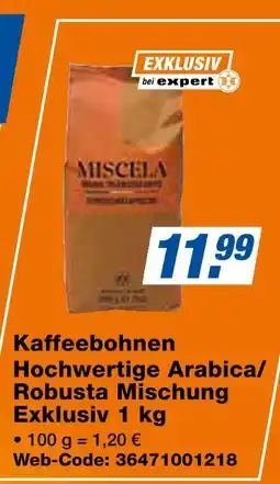 Expert Miscela kaffeebohnen hochwertige arabica/robusta mischung exklusiv 1 kg Angebot