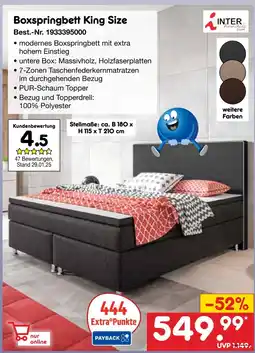 Netto Marken-Discount Boxspringbett king size Angebot