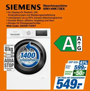 Expert Siemens waschmaschine wm14nk73ex Angebot