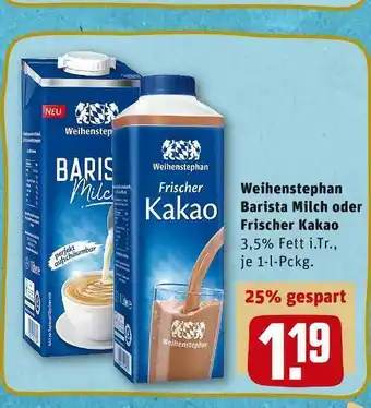 REWE Weihenstephan barista milch oder frischer kakao Angebot