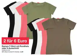 Zeeman Damen-T-Shirt mit Rundhals oder V-Ausschnitt Angebot