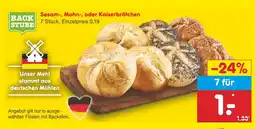 Netto Marken-Discount BACK STUBE Sesam-, Mohn-, oder Kaiserbrötchen Angebot