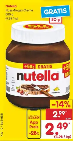 Netto Marken-Discount FERRERO Nutella Nuss-Nugat-Creme Angebot