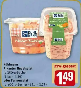 REWE Kühlmann pikanter nudelsalat oder farmersalat Angebot