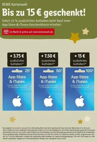 REWE Rewe kartenwelt bis zu 15 € geschenkt! Angebot