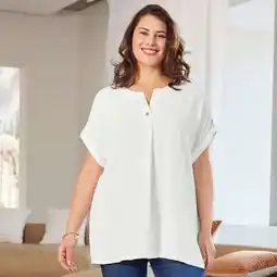 NKD Damen-Kurzarm-Bluse mit Arm-Umschlag, große Größen Angebot