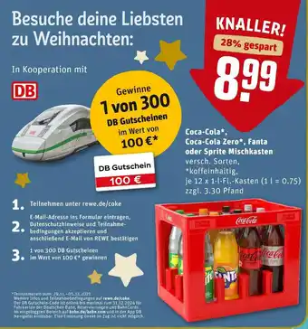 REWE Coca-cola, coca-cola zero, fanta oder sprite softdrinks mischkasten Angebot