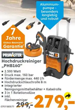 Globus Baumarkt PRIMASTER Hochdruckreiniger „PHB160" Angebot