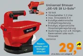 Globus Baumarkt Einhell Universal Streuer ,,GE-US 18 Li-Solo" Angebot