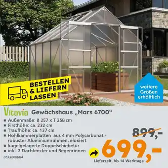 Globus Baumarkt Vitavía Gewächshaus „Mars 6700" Angebot