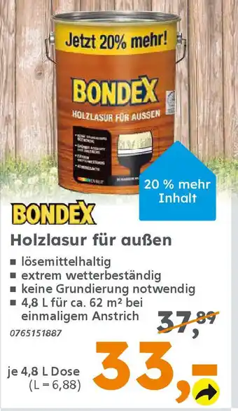 Globus Baumarkt BONDEX Holzlasur für außen Angebot