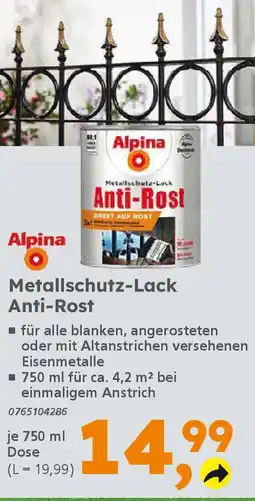 Globus Baumarkt Alpina Metallschutz-Lack Anti-Rost Angebot