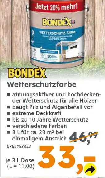 Globus Baumarkt BONDEX Wetterschutzfarbe Angebot