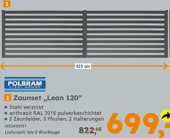 Globus Baumarkt POLBRAM Zaunset „Lean 120" Angebot