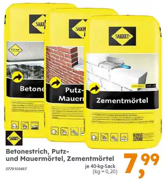 Globus Baumarkt SAKRET Betonestrich, Putz- und Mauermörtel, Zementmörtel Angebot