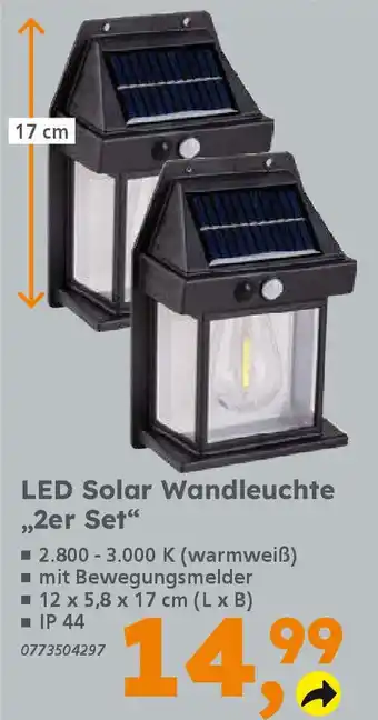 Globus Baumarkt LED Solar Wandleuchte „2er Set" Angebot