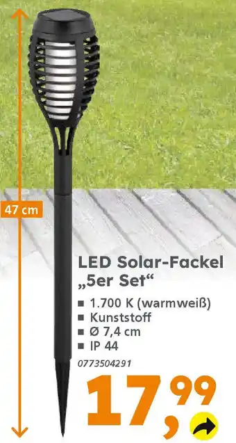 Globus Baumarkt LED Solar-Fackel ,,5er Set" Angebot