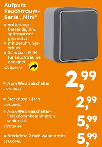 Globus Baumarkt Aufputz Feuchtraum-Serie „Mini" Angebot