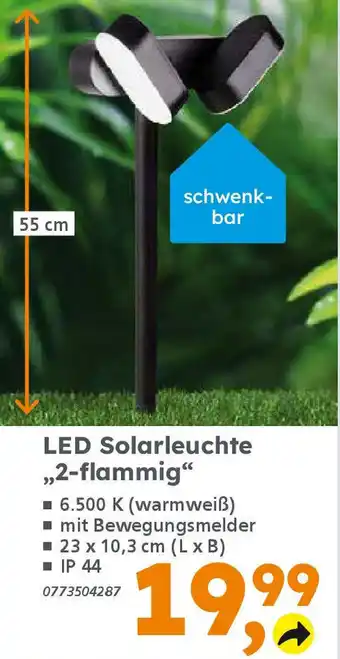 Globus Baumarkt LED Solarleuchte „2-flammig" Angebot