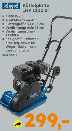 Globus Baumarkt Scheppach Rüttelplatte HP 1100 S Angebot