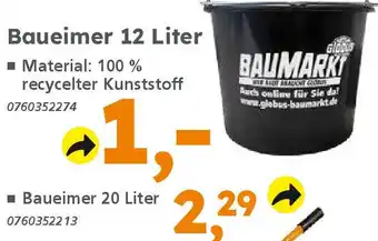 Globus Baumarkt Baueimer 12 Liter Angebot