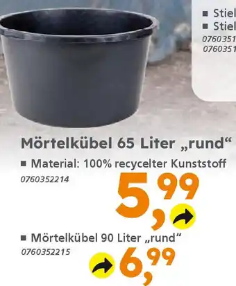 Globus Baumarkt Mörtelkübel 65 Liter „rund" Angebot