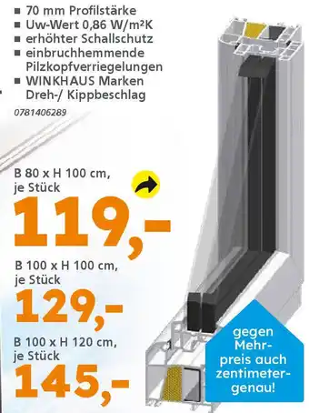 Globus Baumarkt Winkhaus 3-Scheiben Kunststofffenster weiß Angebot