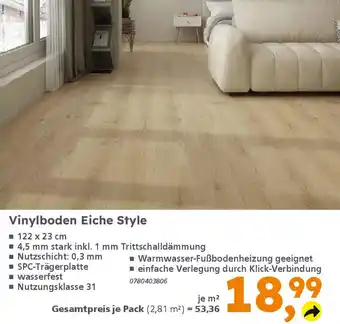 Globus Baumarkt Vinylboden Eiche Style Angebot