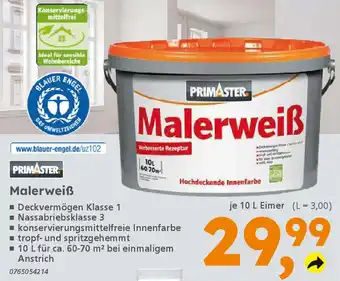 Globus Baumarkt PRIMASTER Malerweiß Angebot