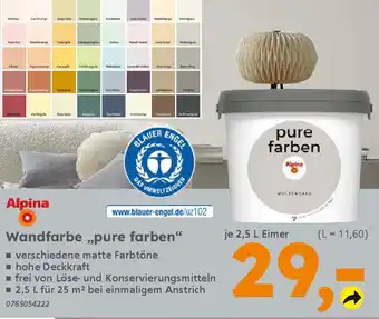 Globus Baumarkt Alpina Wandfarbe „pure farben" Angebot