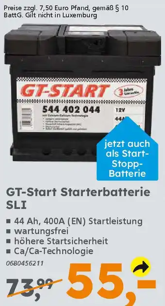 Globus Baumarkt GT-Start Starterbatterie SLI Angebot