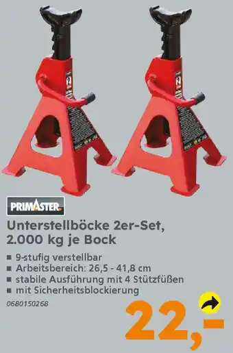 Globus Baumarkt PRIMASTER Unterstellböcke 2er-Set, 2.000 kg je Bock Angebot