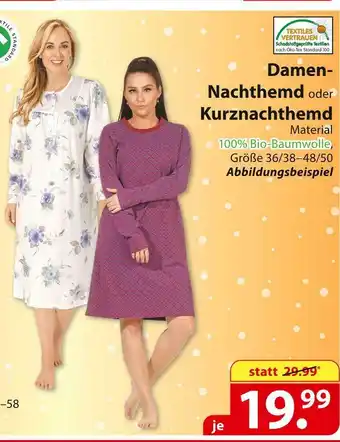 Famila Nord Ost Damen- nachthemd oder kurznachthemd Angebot