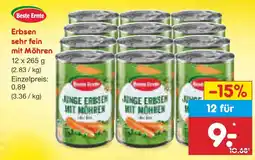 Netto Marken-Discount Beste Ernte Erbsen sehr fein mit Möhren Angebot