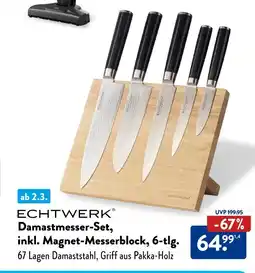 Aldi Süd Echtwerk damastmesser-set, inkl. magnet-messerblock, 6-tlg Angebot