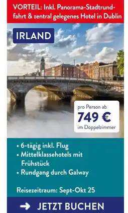 Aldi Süd Irland panorama-stadtrundfahrt & zentral gelegenes hotel in dublin Angebot