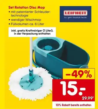 Netto Marken-Discount Leifheit set rotation disc mop Angebot