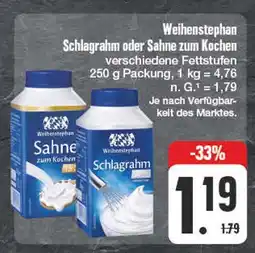 Edeka Weihenstephan schlagrahm oder sahne zum kochen Angebot