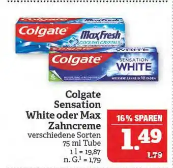 Marktkauf Colgate sensation white oder max zahncreme Angebot