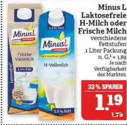 Marktkauf Minus l laktosefreie h-milch oder frische milch Angebot